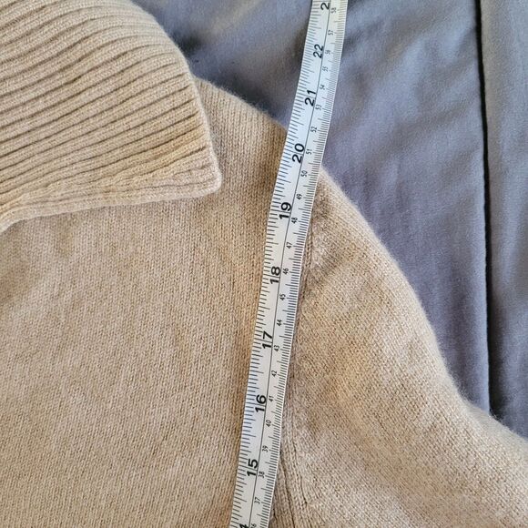 Athleta Cashmere Merino Wool Brown Sweater Size Medium V Neck Collared Preppy - Picture 5 of 7